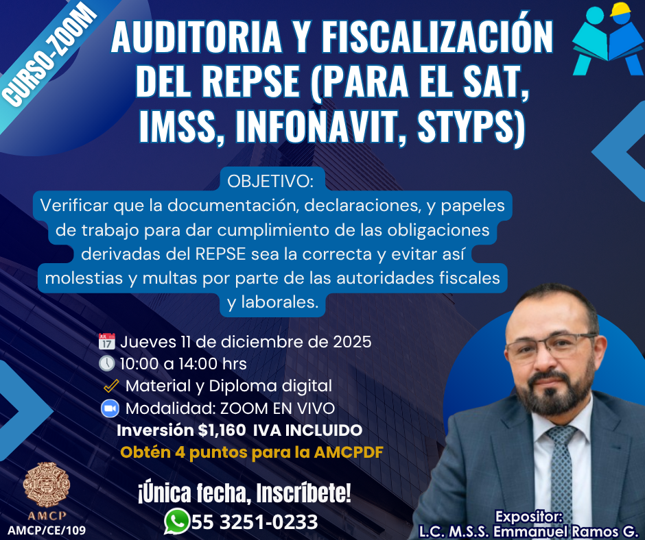 Curso Auditoria y Fiscalización del REPSE (para el SAT, IMSS, INFONAVIT, STyPS)