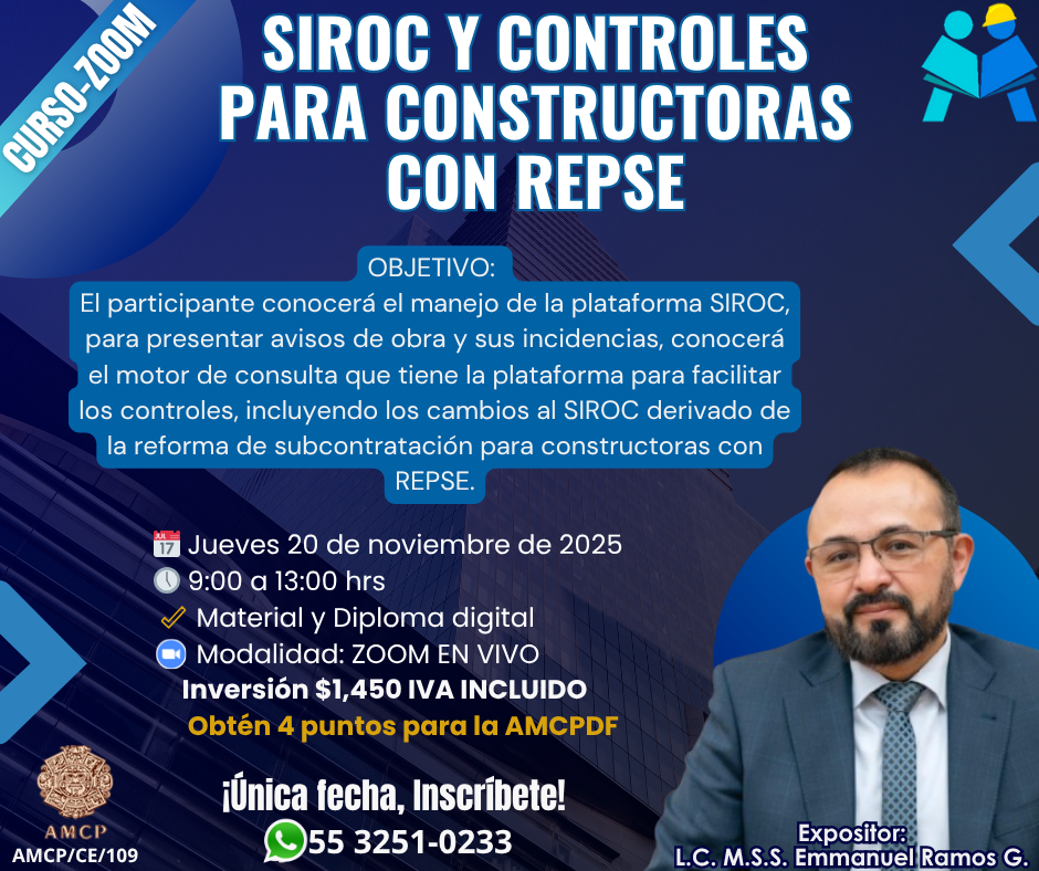 Curso SIROC y Controles para Constructoras con REPSE Curso SIROC y Controles para Constructoras con REPSE